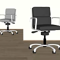 Modern Office Chair in White and Black with Metal Frame and Swivel Wheels