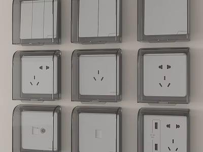Modern Wall Mounted Switch Panels With Various Switch And Socket Designs 3d model