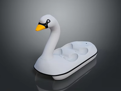 White Swan Shaped Inflatable Pool Float With Yellow Beak And Cup Holders 3d model
