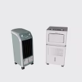 Gray And White Air Cooler Fans With Modern Design And Portable Wheels For Home Use