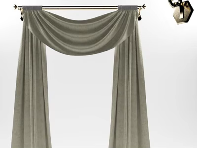 Elegant Gray Velvet Curtains With Pleated Top Drapery And Decorative Tassels 3d model