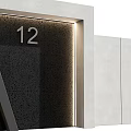 Stylish Black Entrance Door Featuring Parallel Lines And Number 12 For Building Entrance