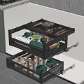 Modern Kitchen Storage Cabinet With Divided Drawer Design For Organizing Tableware And Utensils 3d model