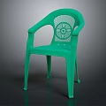 Green Plastic Lightweight Leisure Chair with Armrests Perforated Backrest and Seat for Casual Use