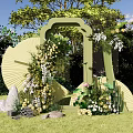 New Chinese-style Meichen Xiaozhong Wedding Background 3d model