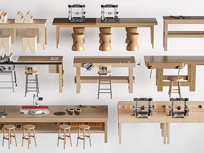 Modern Table And Chair Sets With Stylish Wooden Designs For Home Use 3d model