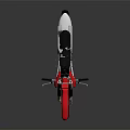 Red and White Off Road Motorcycle With Black Seat And Metallic Parts On Grey Background