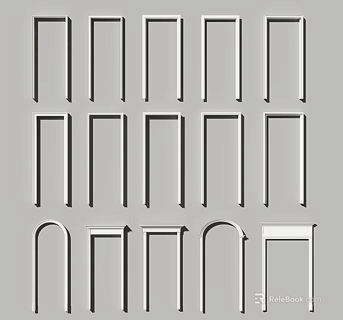 Various Door And Window Frame Designs In Different Architectural Styles 3d model 