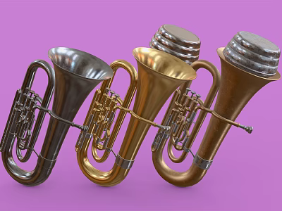 Modern Musical Instruments Large Brass Instruments 3d model