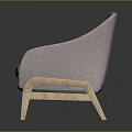 Modern Light Gray Fabric Armchair With Wooden Legs And Minimalist Design