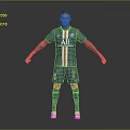 Football Player Character In PSG Blue Jersey With Tattoos And Sports Equipment