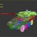 Modern Armored Camouflage Six Wheeled Military Vehicle With Cannon Turret