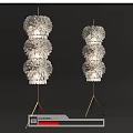 Elegant Modern Layered Ruffled Floor Lamps Featuring Golden Tripod Base Design 3d model