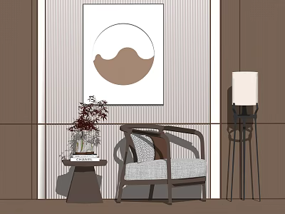 New Chinese Style Sofa Chair Leisure Chair 3d model