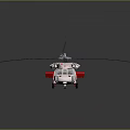 Pink And White Helicopter With Large Rotors 3D Model On Black Background With Reflection