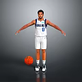 Man In Dallas Jersey Number 0 Standing With Arms Outstretched And Basketball
