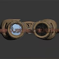 Vintage Style Golden Metal Commercial Binocular Equipment With Leather Strap And HD Lens