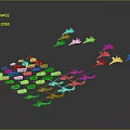 Various Model Aircraft in Different Colors and Styles Arranged in Formation