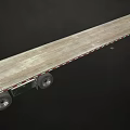 Sturdy Metal Flatbed Trailer Featuring Long Deck Multiple Axles Red Reflective Strips And Support Legs 3d model