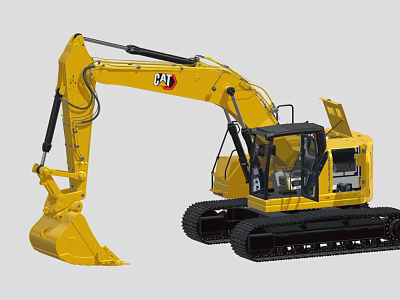 Yellow CAT Crawler Excavator With Cab And Boom For Construction Work 3d model