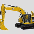 Yellow CAT Crawler Excavator With Cab And Boom For Construction Work 3d model