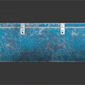 Blue Textured Metal Box With Secure Latches And Reflective Surface On Dark Background