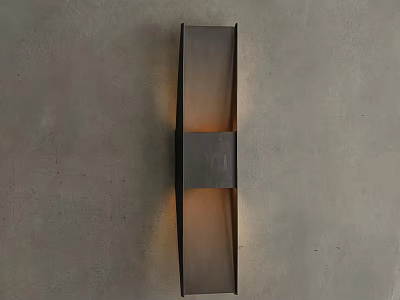 Modern Dark Metal Rectangular Wall Light With Soft Warm Glow On Gray Wall 3d model