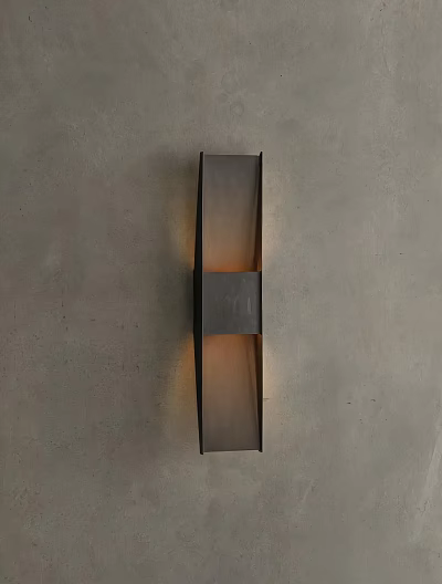 Modern Dark Metal Rectangular Wall Light With Soft Warm Glow On Gray Wall 3d model