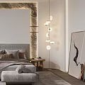 Modern Bedroom Interior With Upholstered Headboard Area Rug Nightstands And Decorative Art