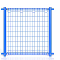 Blue Metal Grid Fence With Sturdy Frame And Wire Mesh Structure Design 3d model