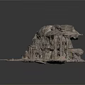 Natural Rock Cave Scene Structure With Irregular Surface And Stalactite Details