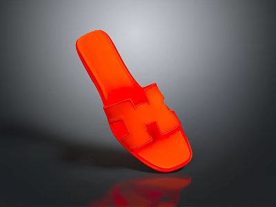 Bright Orange Slippers With Cross Straps For Casual Daily Wear 3d model