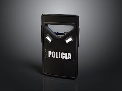 Black Tactical Police Shield Featuring Policia Marking For Law Enforcement 3d model