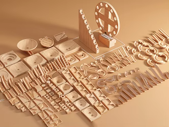 Nordic Children's Building Blocks Toys Modern Solid Wood Building Blocks Toys Lego Building Blocks Solid Wood Building Blocks Children's Toys Building Blocks Decoration 3d model