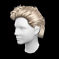 Game And Movie Character Head Model With Blonde Short Slicked Up Hairstyle Against Black Background