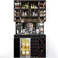 Modern Black Wine Cabinet Interior Design With Wine Bottles Glasses Bar Tools And Wine Racks