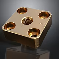 Brass Industrial Equipment Component Design With Central Threaded Hole And Four Holes