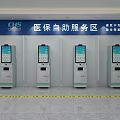 Public Facility Self-service Area Featuring Multiple Modern Digital Kiosks For Efficient Public Service 3d model
