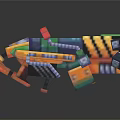 Colorful Pixelated Blocky Weapon Structure With Vibrant Multicolored Cubes Design 3d model