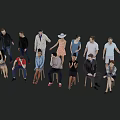 Diverse Group of People in Various Poses and Different Casual Outfits