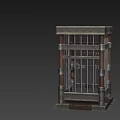 Square Metal Cage With Iron Bars Locked Design And Base Stand 3d model