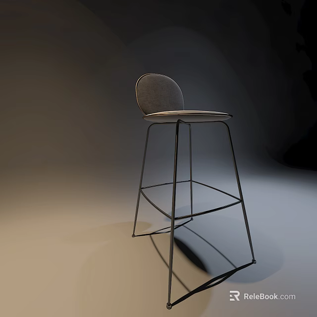 Modern Bar Stool With Metal Frame Comfortable Upholstered Seat And Backrest 3d model 