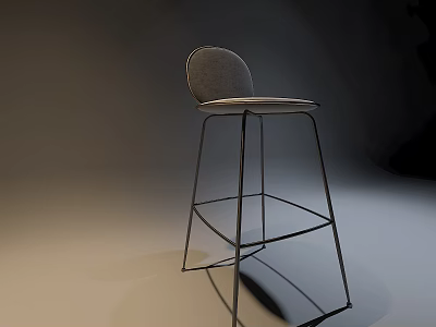 Modern Bar Stool With Metal Frame Comfortable Upholstered Seat And Backrest 3d model