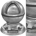 Vintage Metal Ornament Decor Combination With Spherical Base And Textured Surface 3d model
