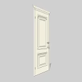 White Interior Hinged Door With Decorative Panels And Silver Handle 3d model