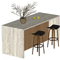 Middle Ancient Style Nakajima Table and Chair 3d model