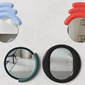 Modern Decorative Wall Mirrors With Colorful Frames And Unique Curved Shapes 3d model
