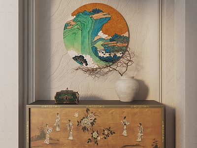 Chinese Style End View Table Porch Side Cabinet model