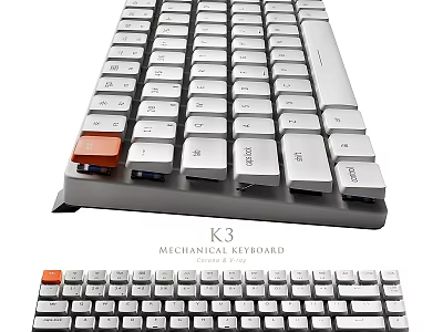 K3 Mechanical Keyboard With Sleek Design And Orange Accent Keycap For Typing 3d model