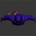 Blue Armored Robot Character With Orange Accents And 3D Model Design